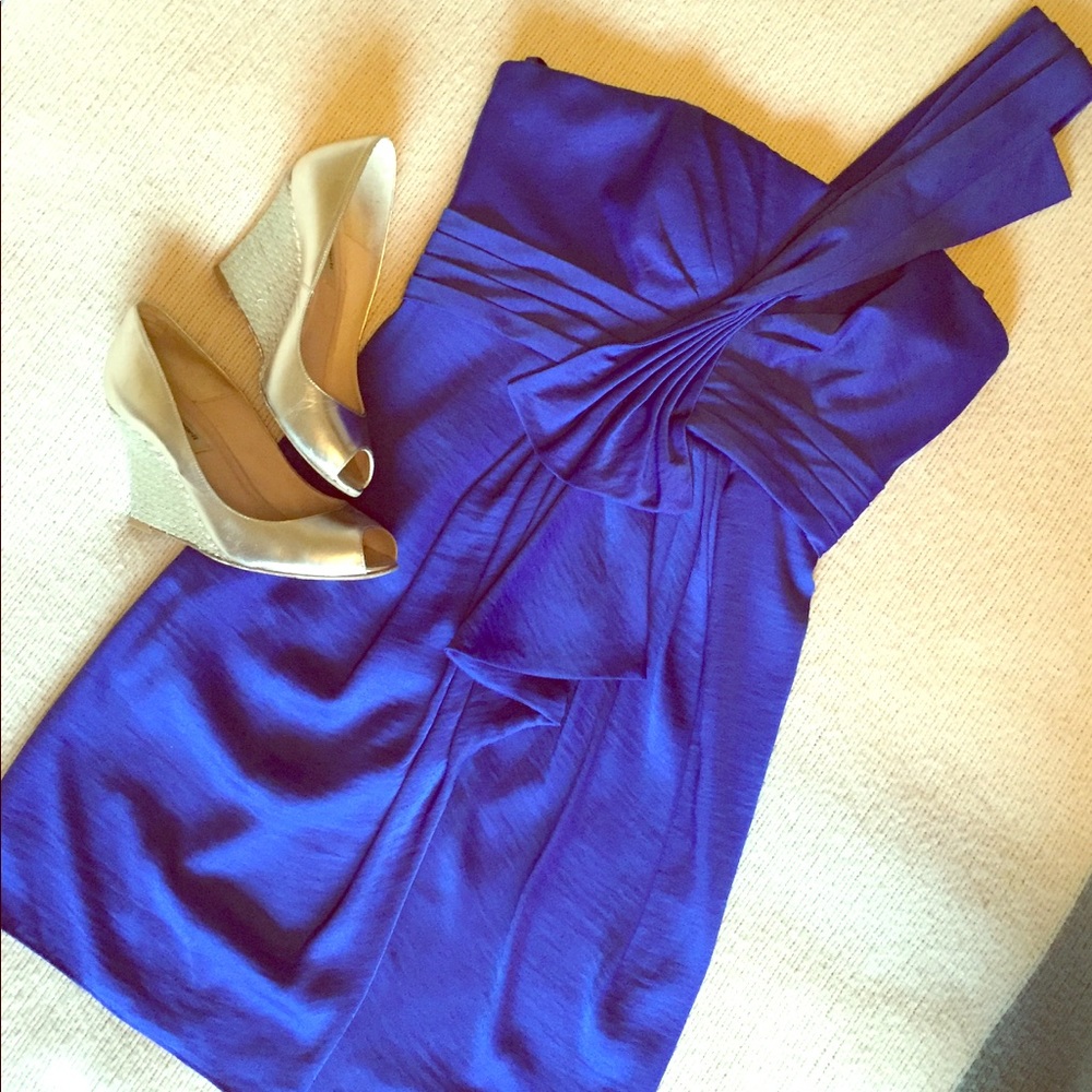 BCBGMaxAzria One Shoulder Dress in Royal Blue